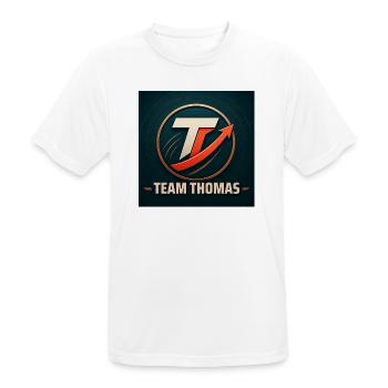 Team Thomas Familienname Teamname Unternehmensname - Männer T-Shirt atmungsaktiv - Weiß - Vorne - AI Model Male 185 dark (185cm)