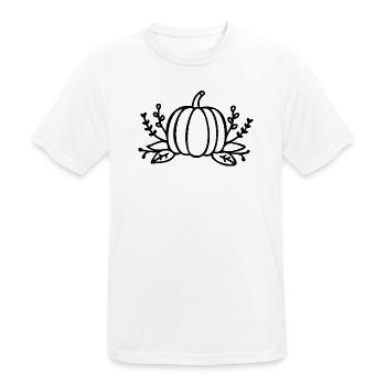 Line Art Kürbis Halloween Herbst - Männer T-Shirt atmungsaktiv - Weiß - Vorne - AI Model Male 185 dark (185cm)