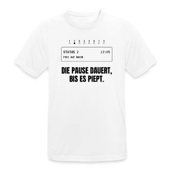 Die Pause dauert, bis es piept. - Männer T-Shirt atmungsaktiv - Weiß - Vorne - AI Model Male 185 dark (185cm)