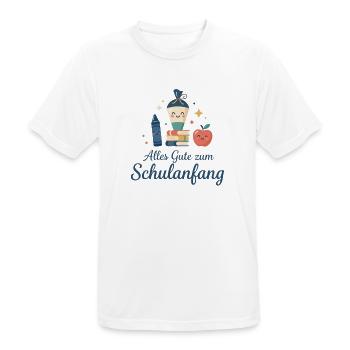 Schulanfang: Lächelnde Schulutensilien - Männer T-Shirt atmungsaktiv - Weiß - Vorne - AI Model Male 185 dark (185cm)