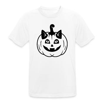 Halloween Katze Kürbiskopf - Schwarz - Männer T-Shirt atmungsaktiv - Weiß - Vorne - AI Model Male 185 dark (185cm)