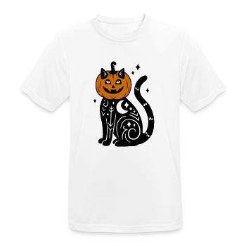 Halloween Katze Kürbiskostüm - Mit Sternen - Männer T-Shirt atmungsaktiv - Weiß - Vorne - AI Model Male 185 dark (185cm)