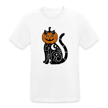 Halloween Katze Kürbiskostüm - Männer T-Shirt atmungsaktiv - Weiß - Vorne - AI Model Male 185 dark (185cm)