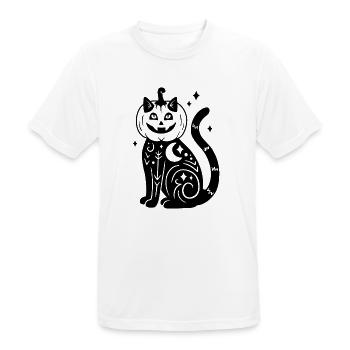 Halloween Katze Kürbiskostüm - Schwarz mit Sternen - Männer T-Shirt atmungsaktiv - Weiß - Vorne - AI Model Male 185 dark (185cm)