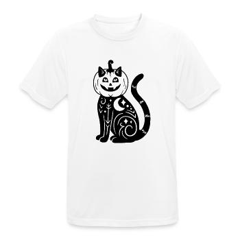 Halloween Katze Kürbiskostüm - Schwarz - Männer T-Shirt atmungsaktiv - Weiß - Vorne - AI Model Male 185 dark (185cm)
