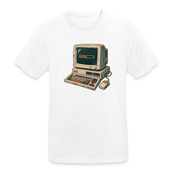 Retro-Computer Pixelästhetik - Männer T-Shirt atmungsaktiv - Weiß - Vorne - AI Model Male 185 dark (185cm)