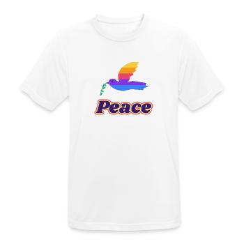Friedenstaube Retro – Peace Taube 70er - Männer T-Shirt atmungsaktiv - Weiß - Vorne - AI Model Male 185 dark (185cm)