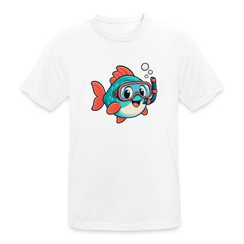Fisch mit Schnorchel - Männer T-Shirt atmungsaktiv - Weiß - Vorne - AI Model Male 185 dark (185cm)