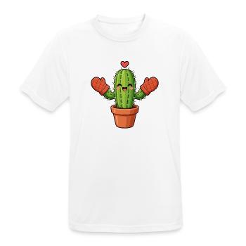Kaktus mit Ofenhandschuhen - Männer T-Shirt atmungsaktiv - Weiß - Vorne - AI Model Male 185 dark (185cm)
