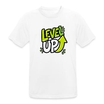 GEN Z ZITIERT TYPOGRAFIEDESIGN – Level Up Neon - Männer T-Shirt atmungsaktiv - Weiß - Vorne - AI Model Male 185 dark (185cm)
