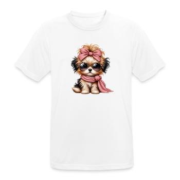 Pudelchen mit Rosa Schleife und Brille - Männer T-Shirt atmungsaktiv - Weiß - Vorne - AI Model Male 185 dark (185cm)