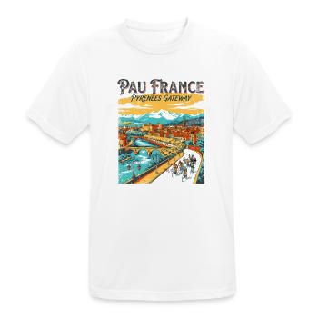 Vintage Pau France Pyrenees Gateway Travel Poster - Männer T-Shirt atmungsaktiv - Weiß - Vorne - AI Model Male 185 dark (185cm)