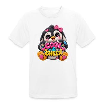 Cool & Cheer Patchwork-Pinguin mit Herzen - Männer T-Shirt atmungsaktiv - Weiß - Vorne - AI Model Male 185 dark (185cm)