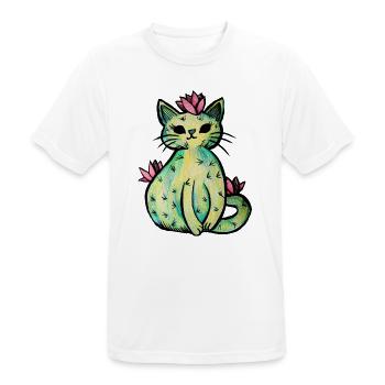 Pastell-Blumenkatzen-Skizze - Männer T-Shirt atmungsaktiv - Weiß - Vorne - AI Model Male 185 dark (185cm)