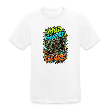 Mud Sweat and Gears Motocross Illustration - Männer T-Shirt atmungsaktiv - Weiß - Vorne - AI Model Male 185 dark (185cm)