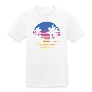 Palmen Retro 80er 90er Florida Miami Vintage Palme - Männer T-Shirt atmungsaktiv - Weiß - Vorne - AI Model Male 185 dark (185cm)