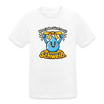 Kampfsport Gürtelprüfung Schweiß Disziplin - Männer T-Shirt atmungsaktiv - Weiß - Vorne - AI Model Male 185 dark (185cm)