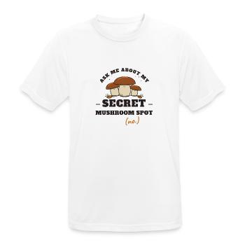 Frag mich nach meinem geheimen Pilzplatz - Männer T-Shirt atmungsaktiv - Weiß - Vorne - AI Model Male 185 dark (185cm)