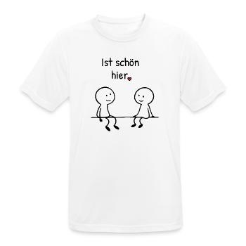 Ist schön hier. | Zwei Figuren mit Herz - Männer T-Shirt atmungsaktiv - Weiß - Vorne - AI Model Male 185 dark (185cm)