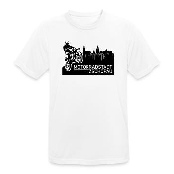 Motorradstadt Zschopau (Farbe änderbar) - Männer T-Shirt atmungsaktiv - Weiß - Vorne - AI Model Male 185 dark (185cm)