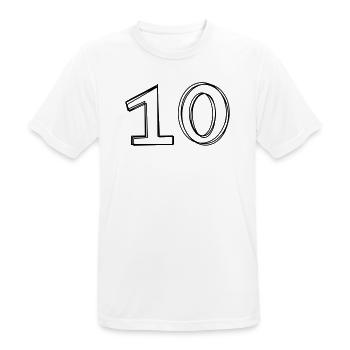Zahl 10 handgezeichnet - Männer T-Shirt atmungsaktiv - Weiß - Vorne - AI Model Male 185 dark (185cm)