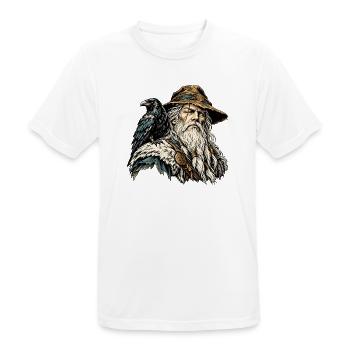 Odin mit Rabe – Nordischer Allvater - Männer T-Shirt atmungsaktiv - Weiß - Vorne - AI Model Male 185 dark (185cm)