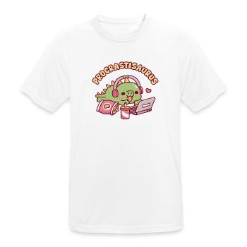 Procrastisaurus süßer Dino entspannt mit dem Laptop - Männer T-Shirt atmungsaktiv - Weiß - Vorne - AI Model Male 185 dark (185cm)