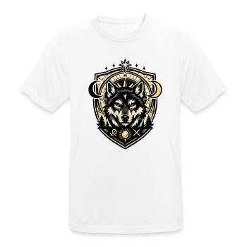 Wolf Crest Geometric Shield - Männer T-Shirt atmungsaktiv - Weiß - Vorne - AI Model Male 185 dark (185cm)