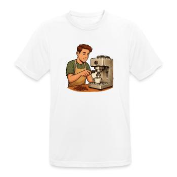 Geschenk für neue Hobby-Baristas mit Siebträger - Männer T-Shirt atmungsaktiv - Weiß - Vorne - AI Model Male 185 dark (185cm)