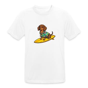 Hawaii Dackel Surfen Surfboard Hund T-Shirt - Männer T-Shirt atmungsaktiv - Weiß - Vorne - AI Model Male 185 dark (185cm)