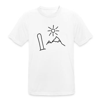 Snowboard Design mit Bergen und Sonne - Männer T-Shirt atmungsaktiv - Weiß - Vorne - AI Model Male 185 dark (185cm)