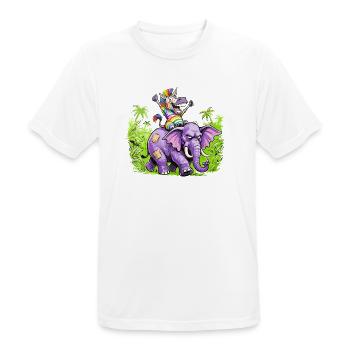 Regenbogen Zebra-Einhorn auf Lila Elefantenritt - Männer T-Shirt atmungsaktiv - Weiß - Vorne - AI Model Male 185 dark (185cm)