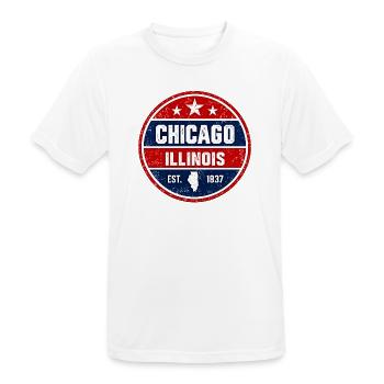Chicago - Illinois - 1837 - United States  America - Männer T-Shirt atmungsaktiv - Weiß - Vorne - AI Model Male 185 dark (185cm)
