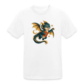 Sternendrache mit Goldenem Buch - Männer T-Shirt atmungsaktiv - Weiß - Vorne - AI Model Male 185 dark (185cm)