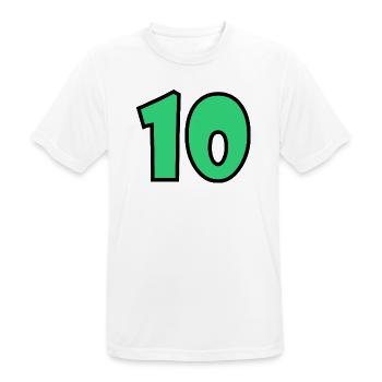 10. 10 JAHRE. 10-JÄHRIGES JUBILÄUM. 10-JÄHRIGES JUBILÄUM. - Männer T-Shirt atmungsaktiv - Weiß - Vorne - AI Model Male 185 dark (185cm)