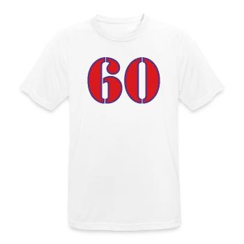 60. 60 JAHRE. 60-JÄHRIGES JUBILÄUM. 60. GEBURTSTAG. - Männer T-Shirt atmungsaktiv - Weiß - Vorne - AI Model Male 185 dark (185cm)