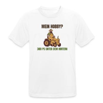 Hobby? 300 PS unter dem Hintern Traktor - Männer T-Shirt atmungsaktiv - Weiß - Vorne - AI Model Male 185 dark (185cm)