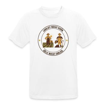Landluft macht schön. Gülle macht ehrlich – Bauer - Männer T-Shirt atmungsaktiv - Weiß - Vorne - AI Model Male 185 dark (185cm)