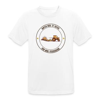 37 Autos. Vor mir: Feierabend – Landwirt Traktor - Männer T-Shirt atmungsaktiv - Weiß - Vorne - AI Model Male 185 dark (185cm)