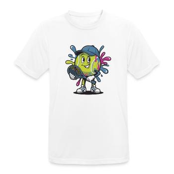  Fröhlicher Tennisspieler Mit Schläger Und Bunten - Männer T-Shirt atmungsaktiv - Weiß - Vorne - AI Model Male 185 dark (185cm)