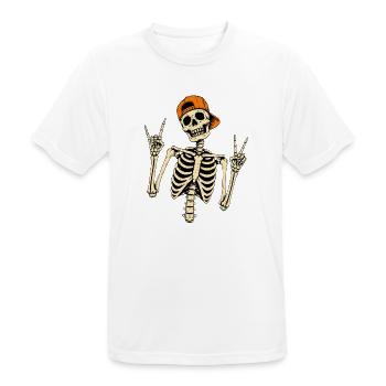 Skelettrocker mit oranger Kappe Halloween - Männer T-Shirt atmungsaktiv - Weiß - Vorne - AI Model Male 185 dark (185cm)