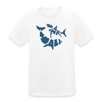 SW_LOGO_5_BLEU - Männer T-Shirt atmungsaktiv - Weiß - Vorne - AI Model Male 185 dark (185cm)
