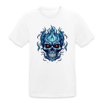 Blauer Flammenschädel - Männer T-Shirt atmungsaktiv - Weiß - Vorne - AI Model Male 185 dark (185cm)