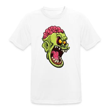 Wütender Gehirn-Zombiekopf - Männer T-Shirt atmungsaktiv - Weiß - Vorne - AI Model Male 185 dark (185cm)