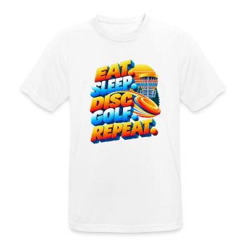 Eat. Sleep. Disc Golf. Repeat. - Männer T-Shirt atmungsaktiv - Weiß - Vorne - AI Model Male 185 dark (185cm)