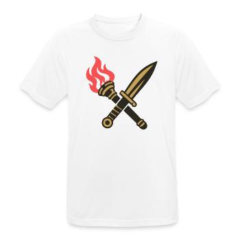 Schwert Fackel Wappen Logo - Männer T-Shirt atmungsaktiv - Weiß - Vorne - AI Model Male 185 dark (185cm)
