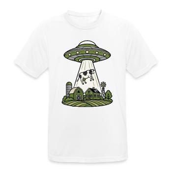 UFO Entführung Kuh Bauernhof Retro Sci-Fi Shirt - Männer T-Shirt atmungsaktiv - Weiß - Vorne - AI Model Male 185 dark (185cm)