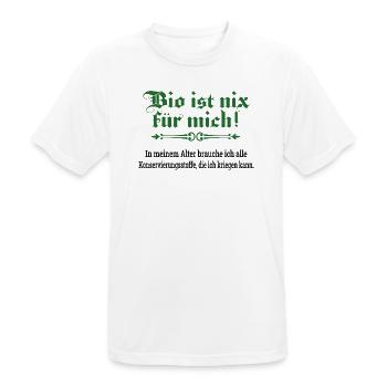 Bio ist nix für mich - Männer T-Shirt atmungsaktiv - Weiß - Vorne - AI Model Male 185 dark (185cm)
