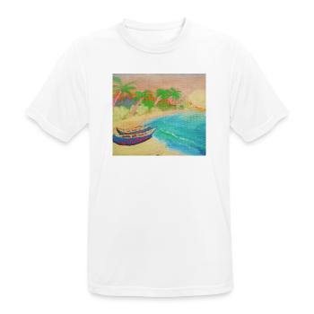Insellandschaftsstrand und heißer Sand - Männer T-Shirt atmungsaktiv - Weiß - Vorne - AI Model Male 185 dark (185cm)