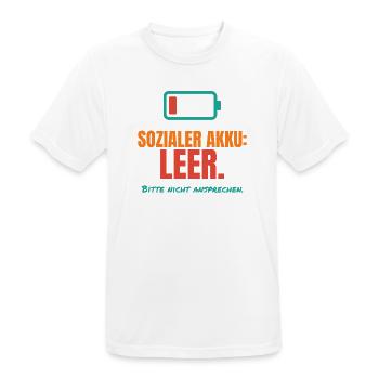 Sozialer Akku leer – Introvertiert Spruch - Männer T-Shirt atmungsaktiv - Weiß - Vorne - AI Model Male 185 dark (185cm)